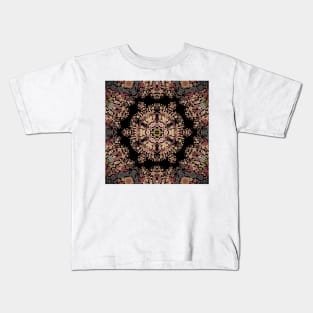 Dot Mandala Flower Brown and Grey Kids T-Shirt